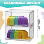 2 Pack Large Hat Organizer Box, Stackable Clear Baseball Caps Holder Box Containers with Sliding Door for Hats Snapback Cap Storag, Hat Rack Display Case, Holds 20 Hats Each -Clear