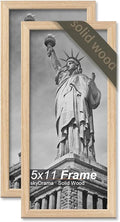 Natural Solid Wood 5x11 Picture Frame, Display 5 x 11 Inch Picture Poster Photo, Vertical & Horizontal Wall Hanging - 2 Pack/Natural/5"x11"