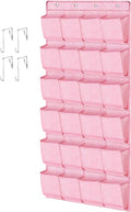 homyfort Pink Shoe Organizer Over the Door for Girls Women Kids Room,Hanging Shoe Rack Organizer for Closet Door,Zapateras Storage Holder with 24 Large Pockets & 4 Sturdy Hooks for Shoes,Slippers
