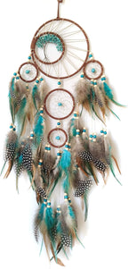 Blue and Brown Large Dream Catcher Wall Decor Crystal Tree of Life Dream Catchers Handmade Feather Dreamcatcher Wall Hanging Ornament for Bedroom Living Room Home Decor