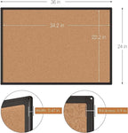 2-Pack Cork Board Bulletin Board 24 x 36, Black Aluminium Framed 2 x 3 Corkboard, Office Board for Wall Cork, Large Wall Mounted Notice Pin Board with 32 Push Pins for School, Home & Office