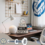 Yuntau 4 Pcs Volleyball Centerpieces for Table Volleyballs Tiered Tray Decorations Wooden Bump Set Spike Farmhouse Decorative Faux Book Stack Block Sign for Room Shelf Coffee Table Fireplace Mantel