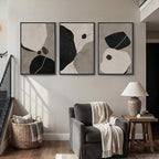 Large Framed Black and White Abstract Wall Art for Living Room, 3 Piece Modern Canvas Prints Paintings Artwork for Walls, Neutral Minimalist Pictures Wall Decor for Bedroom Dining Room Office 24x36 In