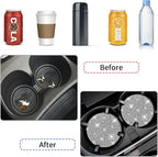COCASES 4 Pack Bling Car Coasters, Car Cup Holder Coaster, Rhinestone Coaster for Cup Holders, Silicone Car Coasters for Women Car Interior Accessories (2.75'' White Crystal Circle)