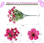 QUNPON Artificial Flowers for Outdoors,Faux Flowers Daisy with Eucalyptus Leaves for Indoor Garden Home Decoration,UV Resistant Artificial Flower Fake Plants for Porch Patio, 12 Bundles (Purple Pink)