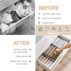 Wardrobe Clothes Organizer, 7 Grids Washable Portable Closet Organizer Mesh Separation Storage Box Foldable Closet Drawer Organizer for Underwear, Socks, Scarves, Jeans (Grey, 3 Jeans Grid)