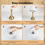 Touch Table Lamp for Bedroom Set of 2, 3-Way Dimmable Bedside Lamp for Nightstand, 17” Modern Metal Desk Lamp with Linen Shade for Living Room, Kids Reading, Dorm, Home Office Decor, Bulb Included