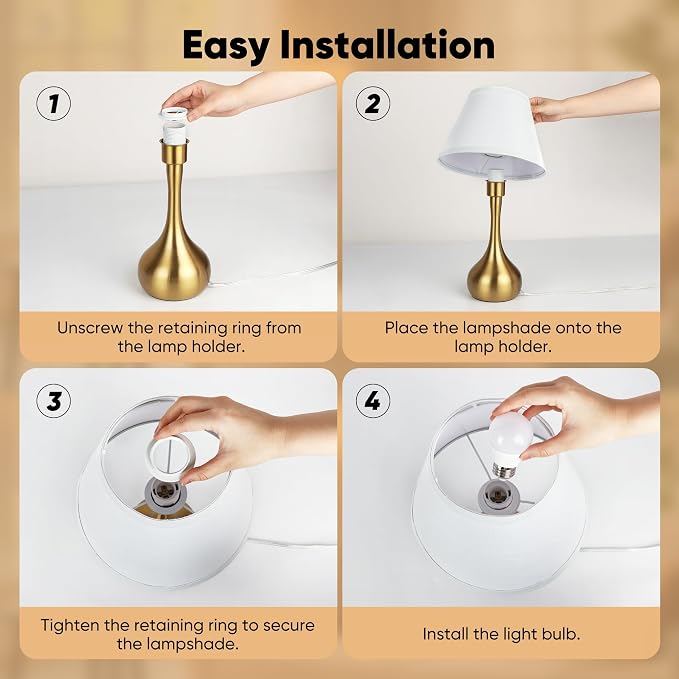 Touch Table Lamp for Bedroom Set of 2, 3-Way Dimmable Bedside Lamp for Nightstand, 17” Modern Metal Desk Lamp with Linen Shade for Living Room, Kids Reading, Dorm, Home Office Decor, Bulb Included