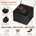 Lifewit Shoe Storage Organizer for Closet, Fabric Large Shoe Box Storage Containers with Clear Cover, Foldable Bins for Boots Heels Sneakers Fits 24-32 Pairs (Each 12-16 Pairs) 2 Pack Black