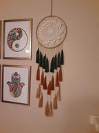 Dream Catchers for Teens Girl Bedrooms Decor Boho Nightmare Crochet Sun Floral Woodland Traditional Dreamcatcher Windchime for Boy Room Decorations, Baby Shower, Toddler Crib,Gold Green Orange