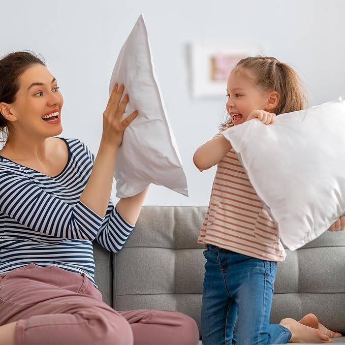 Covers & All Throw Pillow Inserts Only Pack of 2, Durable Soft Square 24 x 24 Inches 65 GSM Non-Woven Fabric with 15D Silicon Fiber Filling, Universal uses for Home Decor Office Indoor Outdoor