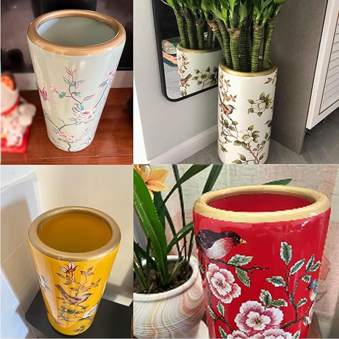 Ceramic Umbrella Stand Umbrella Holder For Entryway,Floor Standing Vase Storage Bucket(I)