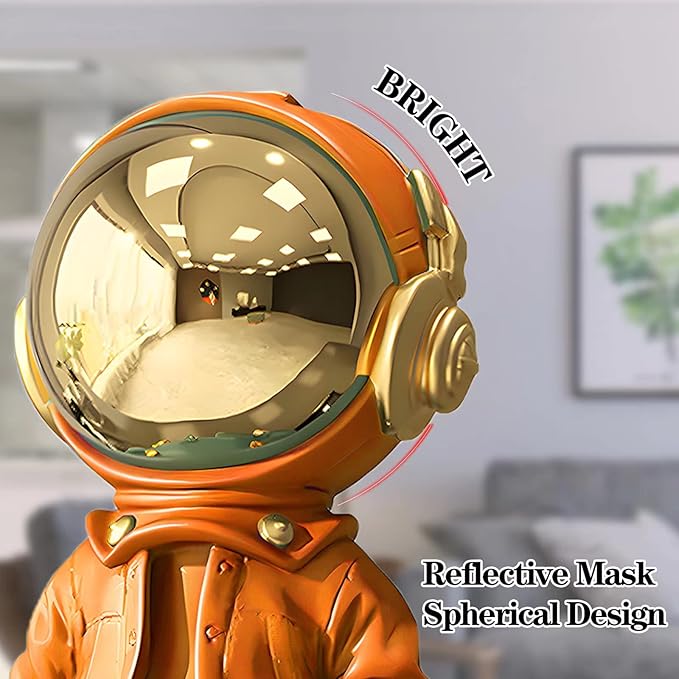 EZ4ENCE Figurine Statue Astronaut Sculpture Spaceman Decor,Sculptures for Home Decor,Arts Orange Shelf Decoration,Cool Metal Mask Table Decor,Large Spaceman Figure Ornament