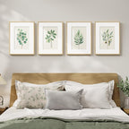 Framed Sage Green Botanical Wall Art for Bedroom, Modern Farmhouse Boho Plant Artwork for Walls, Minimalist Green White Leaf Pictures for Living Room Kitchen Dining Room Office Wall Decor, 12x16 Inch