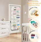 2 Pack Over The Door Organizer 6 Tiers, Extra Large Behind Door Storage of 12 Compartments, 80 lbs Weight Capacity Hanging Storage Organizer with Clear Window Kids Toys,Shoes (6 Tiers - Beige)