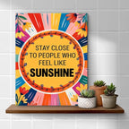 Inspirational Sunshine Wall Art Decor, Motivational Canvas Painting Pictures Artwork Posters Hippie Decor for Teens Room Bedroom, Natural Life Gifts for Women (11.5 X 15 Inches, Framed)
