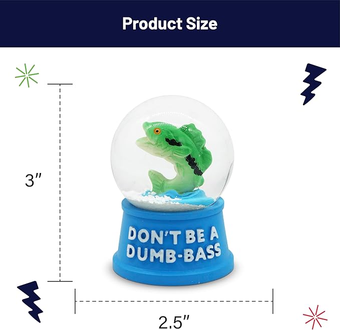 Funny Novelty Snow Globe – Quirky Mini Desk Gift for Office, Home, or Holiday – Unique Collectible Gag Gift for Friends and Coworkers - Don't Be a Dumb-bass