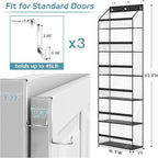 AOODA Clear Over The Door Hat Racks for Baseball Caps, Large Holds up to 72 Caps Hat Storage Organizer for Closet Wall, Deep Pockets Hanging Hat Holder with 3 Hooks, Black