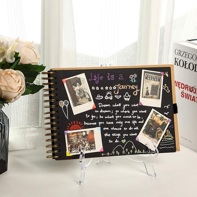 HESTYA 6 Pack Acrylic Easel Stand, Display Stand, Plate Holder for Display, Photo Holder Picture Frame Book(Clear,10 Inch)