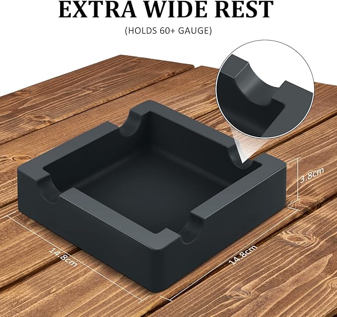 Cigar Ashtray,Silicone Outdoor Ashtray for Outside Patio Indoor,Large Cigar Rests Ash tray Outdoors,Unbreakable/Non-slip/Burn-resistant Ashtrays (Black)