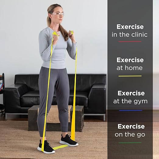 THERABAND Professional Latex Resistance Band Set, Pack of 7, Individual 6 Ft Elastic Band for Upper & Lower Body Exercise, Physical Therapy, Pilates, At-Home Workouts, 6 Foot Band, Levels 1 to 7