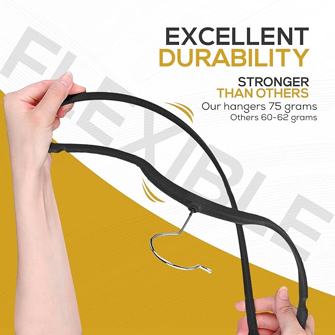 Premium Velvet Hangers 30 Pack Ultra Thin Non Slip Adult Felt Space Saving Suit Hanger for Closet Heavy Duty Coat Pants Jackets Dress Hangers 360° Swivel Hook Hold Upto 10 lbs Black