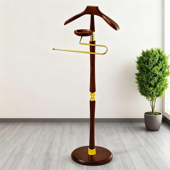 Suit Valet Stands for Women and Men,Clothes Valet Stand with Base Vertical,Wood Suit Rack,Freestanding Belt Holder Mens Valet Stand,Retail Display Rack Valet Stand,for Entrywaye