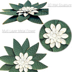 Metal Flower Wall Art Decor,10" Rustic Modern Antique Floral Sculpture, Distressed Iron Wall Hanging Home Decoration Accent Artworks for Indoor Kitchen Bedroom Living Office Outdoor Garden Patio