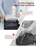 Vacuum Bags for Travel with Pump (Built-in), Vacuum Seal Bags for Clothing Travel to Save Space in Carry-On & Backpack, Reusable Compression Packing Cubes for Luggage & Suitcase (Black,1-Pack)