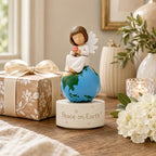 Angel of Peace Figurine Music Box,Handcrafted Resin Angel Statue with Dove & Flowers,Plays Amazing Grace Tune,Christian Religious Gift for Home Décor,Sympathy,Christmas & Memorial,for Women,Girls