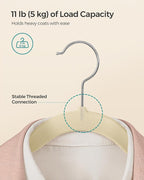 SONGMICS Velvet Hangers 50 Pack, Non-Slip Clothes Hangers, Suit Hangers with Shoulder Notches, Pants Bar, 360° Swivel Hook, Space-Saving, for Closet, Sand Beige UCRF029K05