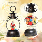 Christmas Snow Globes Lantern, Christmas Table Decorations with 8 Songs, 6H Timer, Battery & USB Powered Glitter Christmas Music Box Home Decor