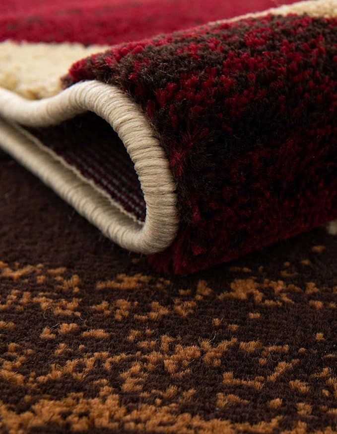 Unique Loom Barista Collection Area Rug - Ngada (6' 1" Octagon, Beige/Red)