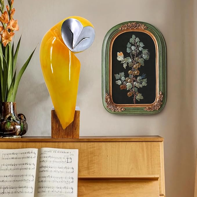 15 Inch Owl Statue for Home Decor Accents Office Decor, Handmade Resin Owl Sculpture for Bookshelf Desktop Mantel Cabinet Living Room Bedroom Decorations