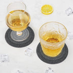ABenkle 8 Pcs Drink Coasters with Holder, Cotton Woven Absorbent Coasters for Drinks, Minimalist Home Decor Coaster Set for Wooden Tabletop Protection Table, 4.3 inches Grey