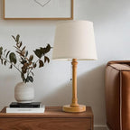 Oneach 19.5" Small Table Lamps Set of 2, Pull Chain Switch Bedside Metal Table Lamps, Modern Nightstand Lamp with Linen Shade, Rustic Lamp for Living Room, Bedroom, Home Office, Nursery