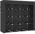 67 Inch Portable Closet Wardrobe for Hanging Clothes, Wardrobe Closet with Cover, 4 Hanging Rods and Side Pockets, 8 Storage Shelves, Large Clothes Organizer for Bedroom, Living Room, Black
