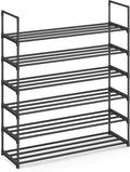 SONGMICS Shoe Rack, 6-Tier Shoe Organizer, Metal Storage Shelf, Upright or Upside Down, for 24-30 Pairs, Stackable, for Entryway, 11.8 x 36.2 x 42.7 Inches, Black ULSA306BH01