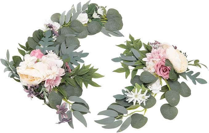 2pcs Top ABS Hanging Flower Swags - Lifelike Artificial Decorative Arch Flowers for Wedding, Party, Photography & Outdoor Events