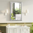 Bathroom Mirror for Over Sink,22x30Inch Silver Thick Anti-Rust Metal Frame, Rectangle Decorative Wall Mirror with HD Tempered Glass, Horizontal or Vertical Mount for Vanity, Bathroom,Living Room