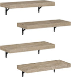 Furinno Tanna Floating Shelves for Wall Set of 4, 22-Inch Wall Shelf, Triple Thick Floating Mounted Shelf, for Bathroom, Home Office, Living Room, Natural