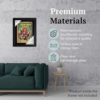Creative Picture Frames 7 x 10.25 Magazine Comic Book Frame with Full-Strength Glass, Holds Up To A 1/4" Thick Media with Installed Hangers for Easy Mounting, 8x12 Black Frame with Black Mat