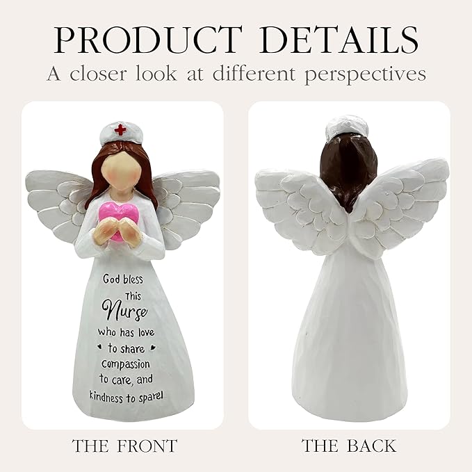Nurses Gifts - Hand-Painted Nurse Angle Figurine for Women, Nurse Practitioner, RN, Healthcare Workers - Graduation and Medical Graduates Resin Doll - 5.9 Inches Decor for Christmas