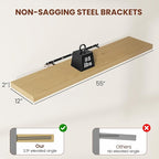 Vivelove 12 Inch Deep Floating Shelves 55 inch Long, 2 Inch Thick Wall Shelves with Invisible Brackets, Shelf for Bedroom Bathroom Living Room Kitchen Office Home Decor, Modern Shelf Set of 2, Oak