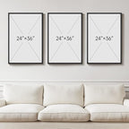 Framed Boho Wall Art for Living Room, Large 3 Piece Neutral Geometric Black and Beige Abstract Pictures Wall Art Decor, Farmhouse Vintage Artwork Home Decor for Hallway Office Guest Room 24x36 Inch