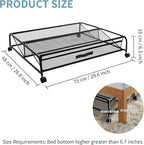 Under Bed Shoe Storage with Wheels, Space Saving Shoe Organizer with Sturdy Metal Frame & Breathable Mesh, Suitable Under the Bed, Sofa and Desk, 2 Packs