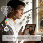 Memorial Gifts for Loss of Dad, Crystal Suncatcher in Memory Sympathy Gifts for Loss of Dad Father, Heart Shaped Bereavement Condolence Gifts for Grieving Friend