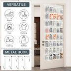 40-Pocket Over the Door Shoe Organizer - Large Mesh Pocket Hanging Shoe Rack for Door, Shoes Storage Holder Sturdy Non-woven Fabric - Stores 20 Pairs (White02)