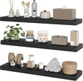 RALGEND Floating Shelves for Wall, 1.5" Thick Wall Shelf Set of 3 with Invisible Brackets, L31.5 x W7.9 Hanging Book Shelves Farmhouse Home Decor for Bathroom, Living Room, Bedroom, Black 8301BJP3BK