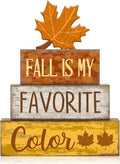 Lineshading 4 Pcs Fall Decoration for Home Wooden Maple Leaf Thanksgiving Tiered Tray Decor Thanksgiving Table Centerpiece Rustic Decorative Maple Leaf Block Signs Farmhouse Autumn Decor for Kitchen